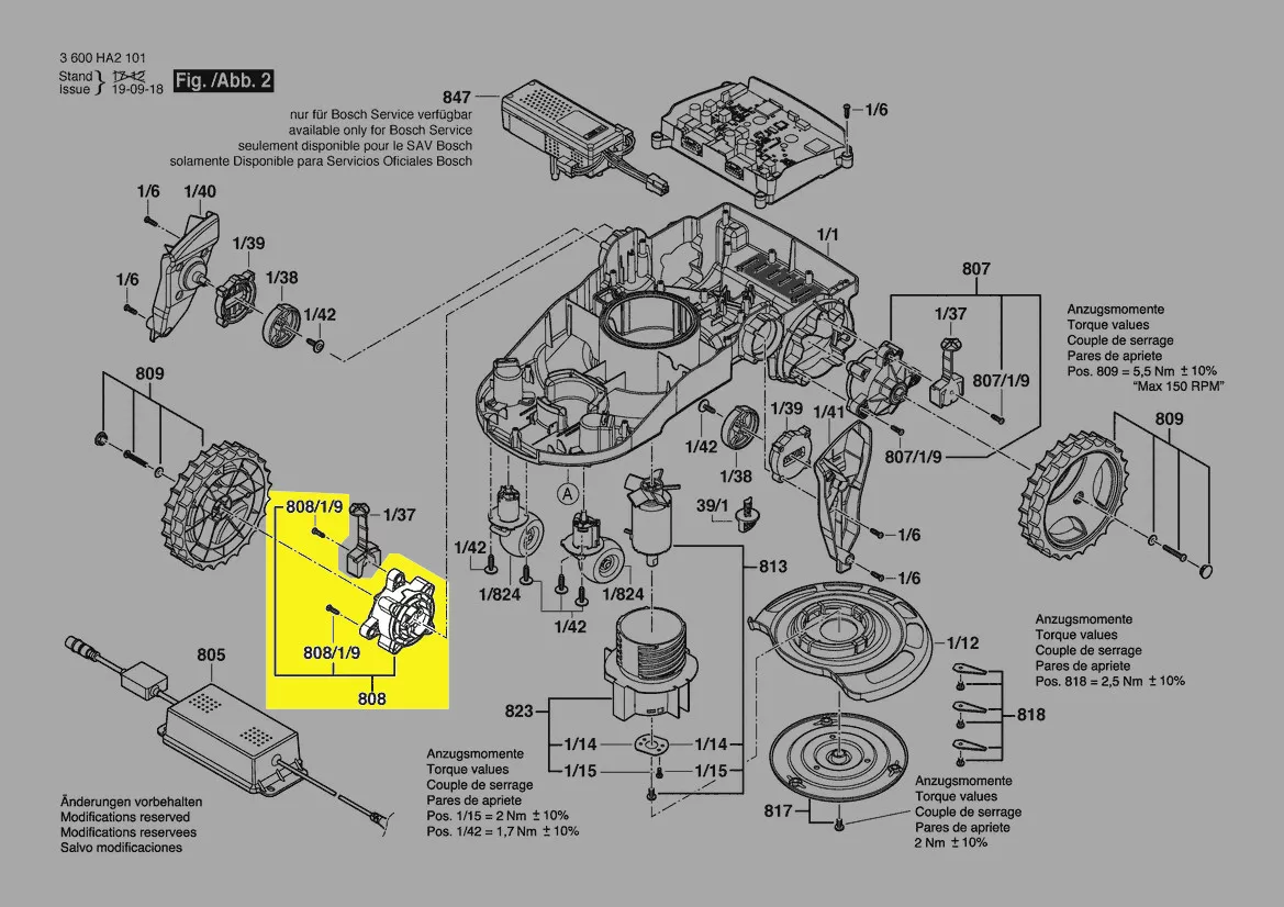 Moteur entraînement roue Indego réf. F 016 104 251 Bosch